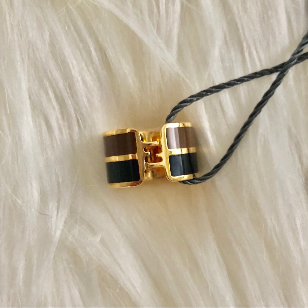 FENDI Enamel & Brass Ring Size 5